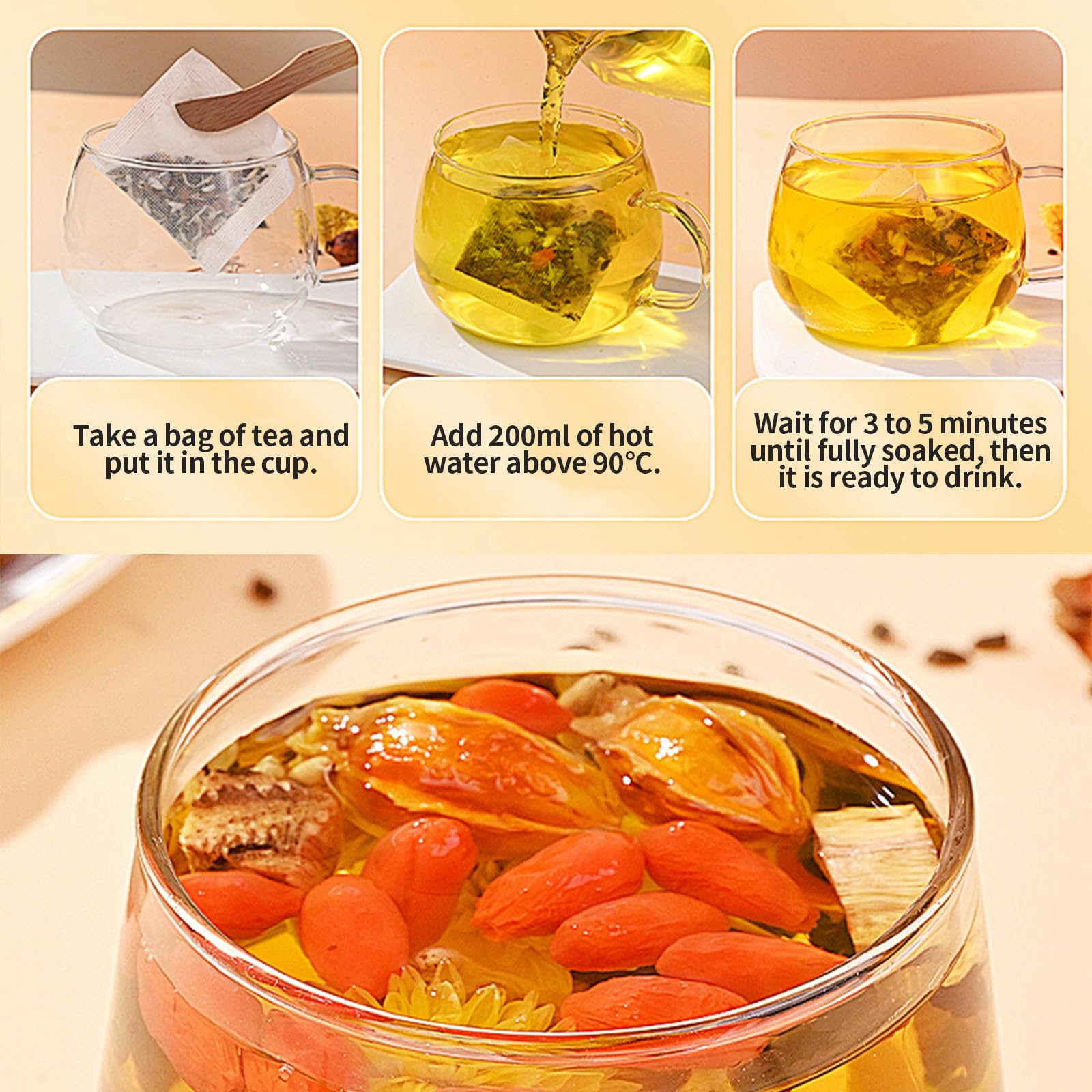 Aroma of Bombala tea featuring wolfberry and chrysanthemum for a gentle infusion