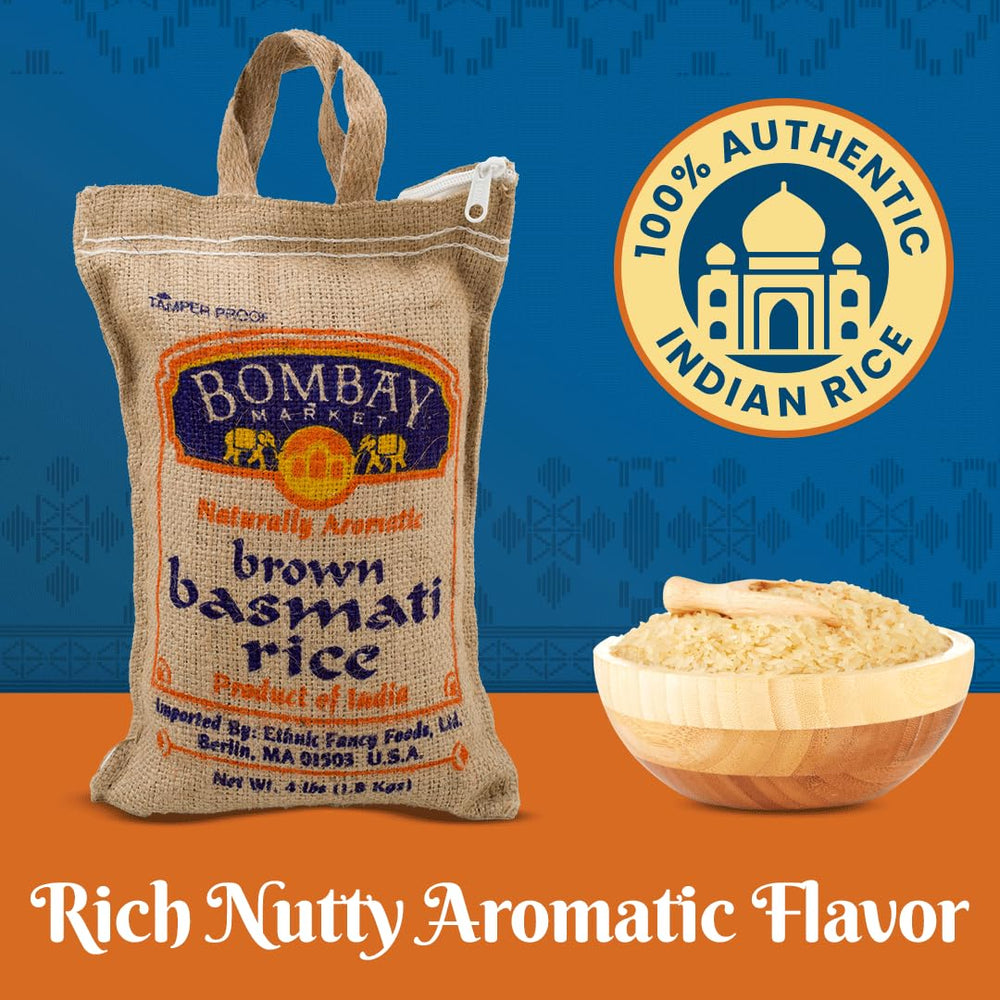 Bombay Market Brown Basmati Rice aroma rising during cooking for a flavorful meal.