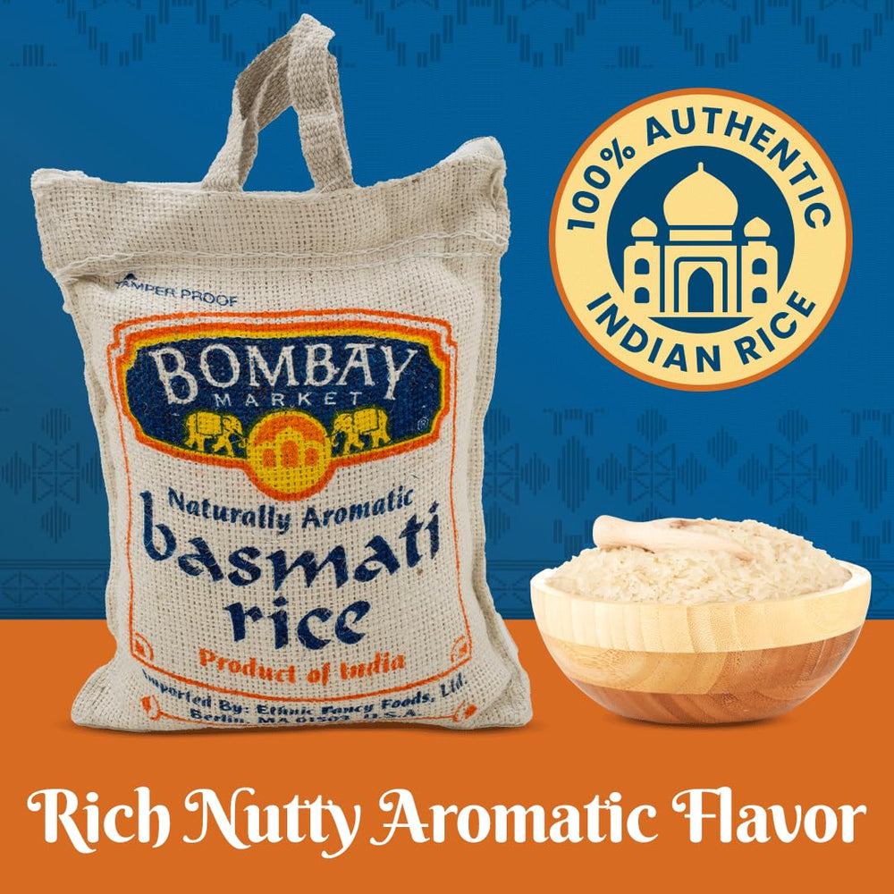 Bombay Market White Basmati Rice fluffy-grains after cooking for perfectly separated servings