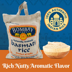 Bombay Market White Basmati Rice fluffy-grains after cooking for perfectly separated servings