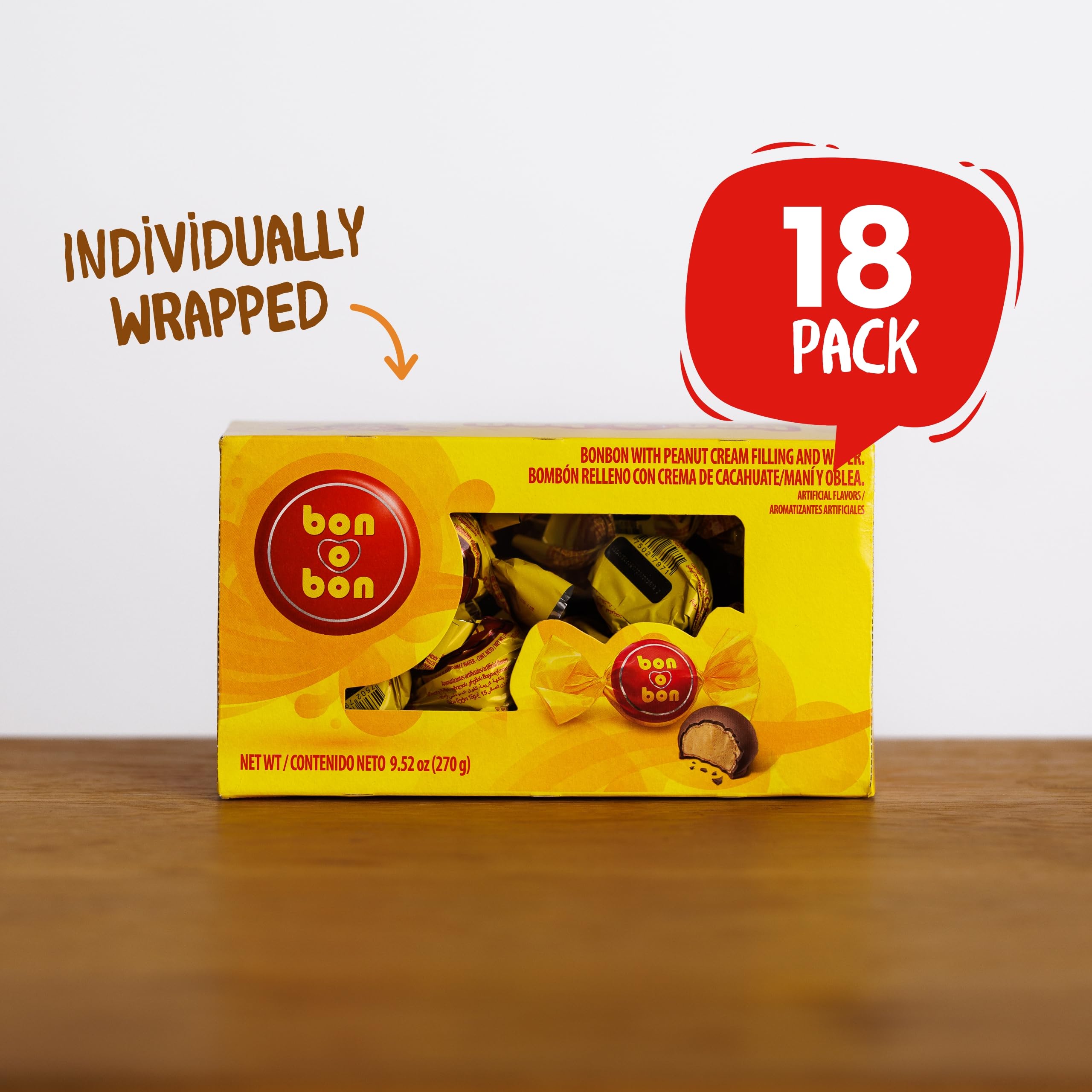 Bon o Bon individually wrapped chocolate piece preserves freshness for sharing