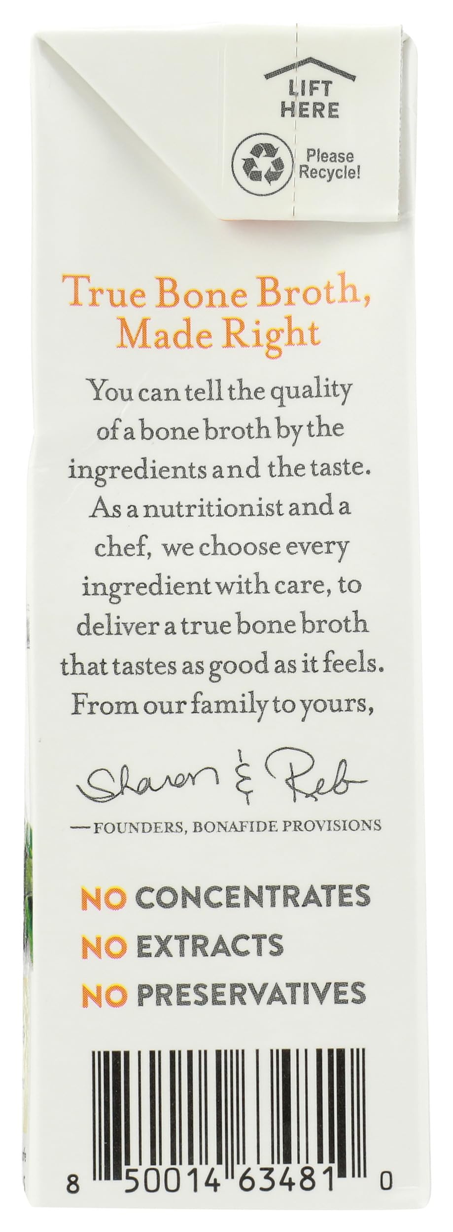 Bonafide Provisions No Salt Added nutrition panel for easy portioning.