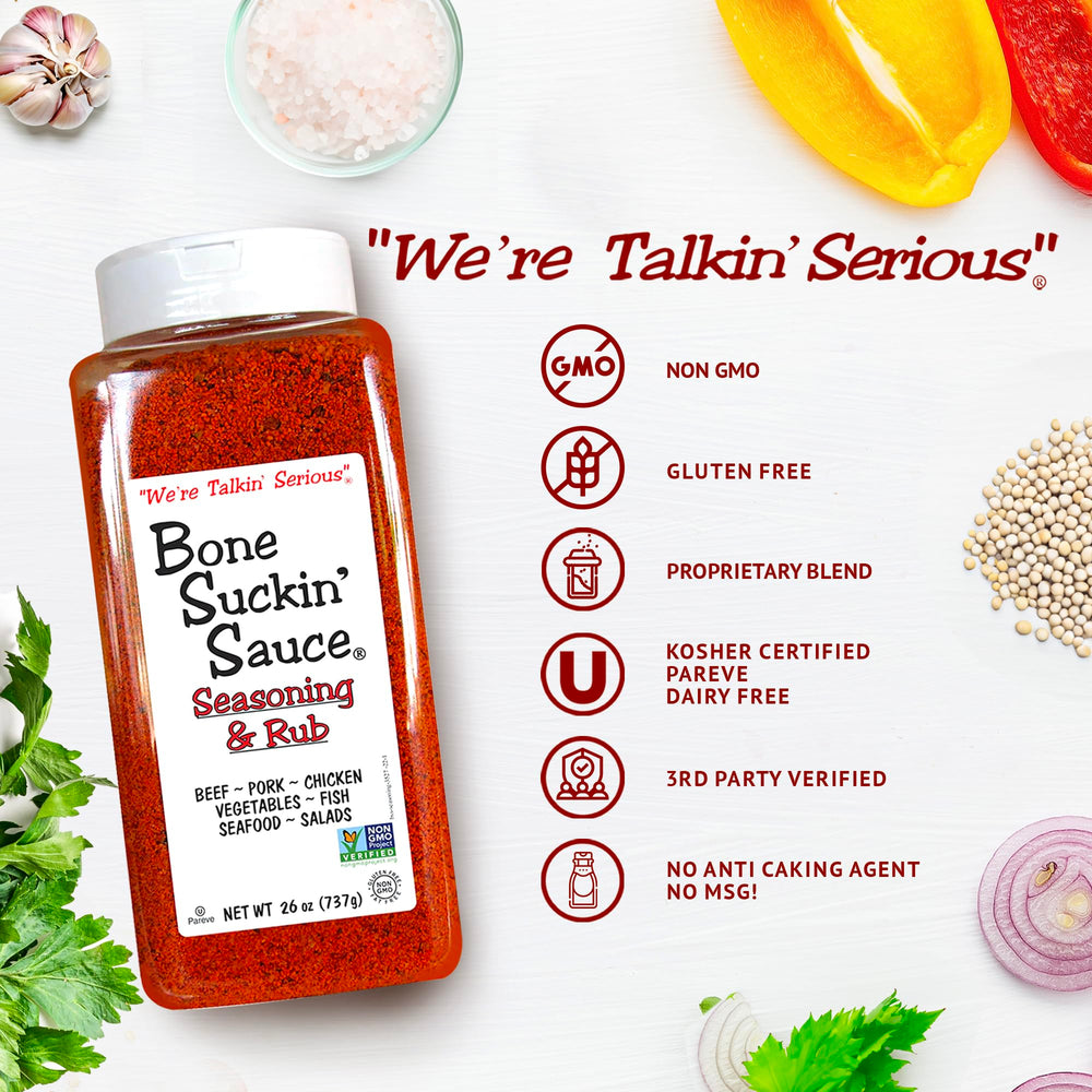Bone Suckin' Original bulk-pack label showing easy marinating readiness