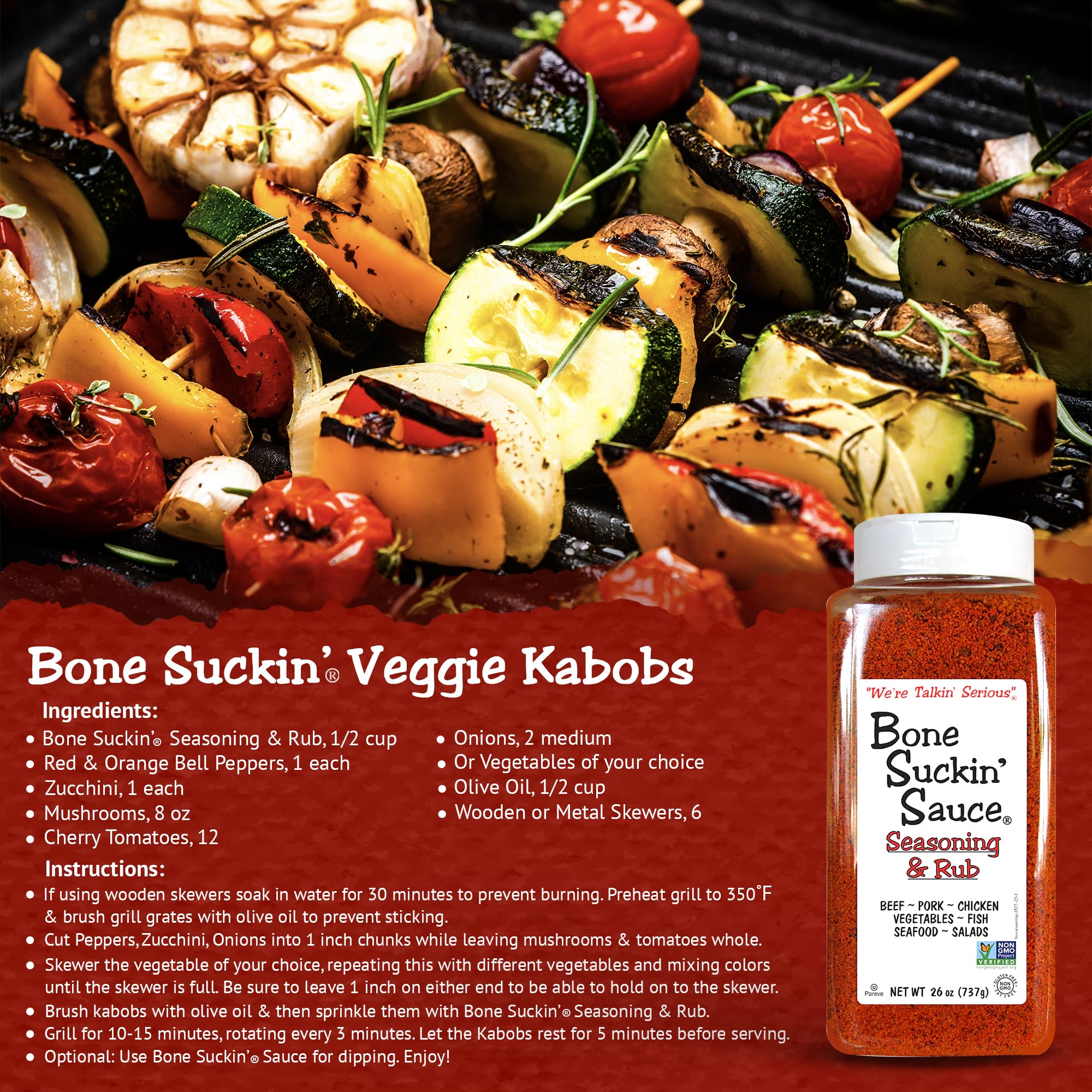 Bone Suckin' Original grilled vegetables seasoned for flavor