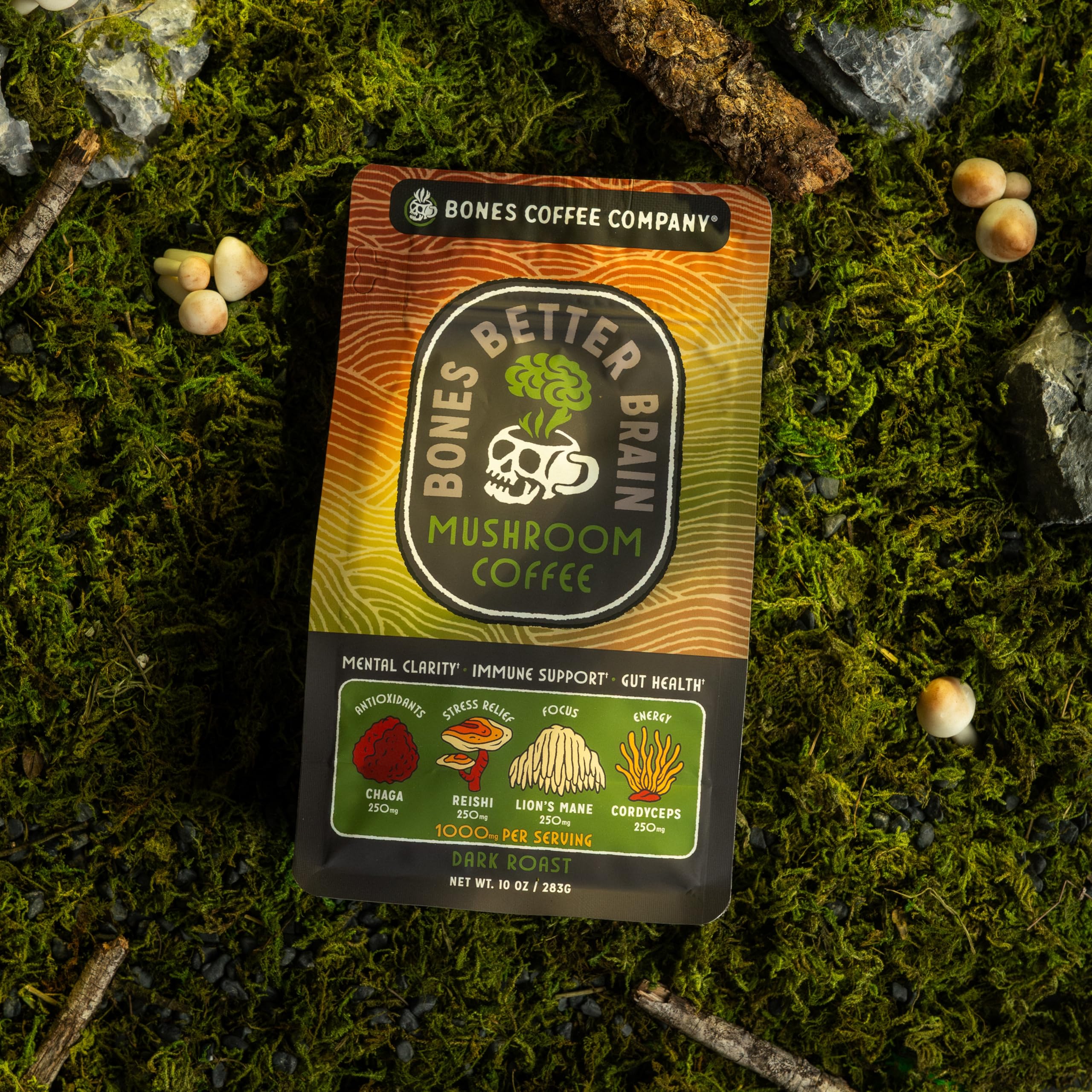 Bones Coffee Better Brain small-batch roast conveys freshness and depth
