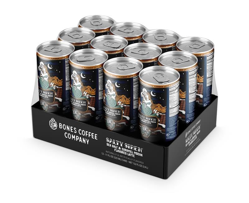 Bones Coffee Salty Siren Latte on-the-go can, ideal for quick pick-me-ups.