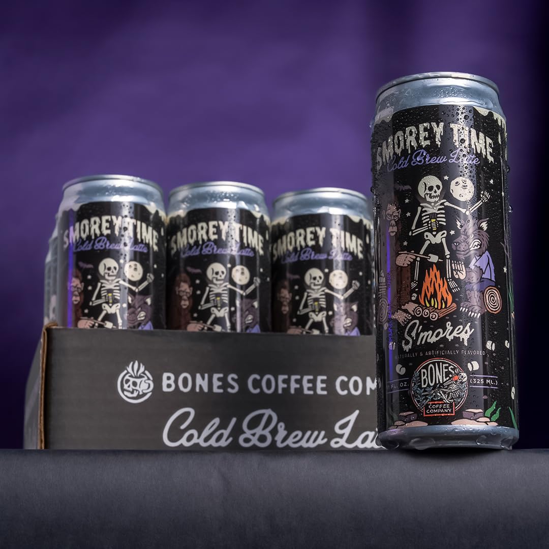 Bones Coffee S'morey Time Latte packaging shot signals USA-roasted craft