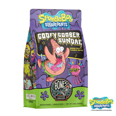 Bones Coffee Spongebob Goofy Goober Sundae beans closeup shows premium arabica quality