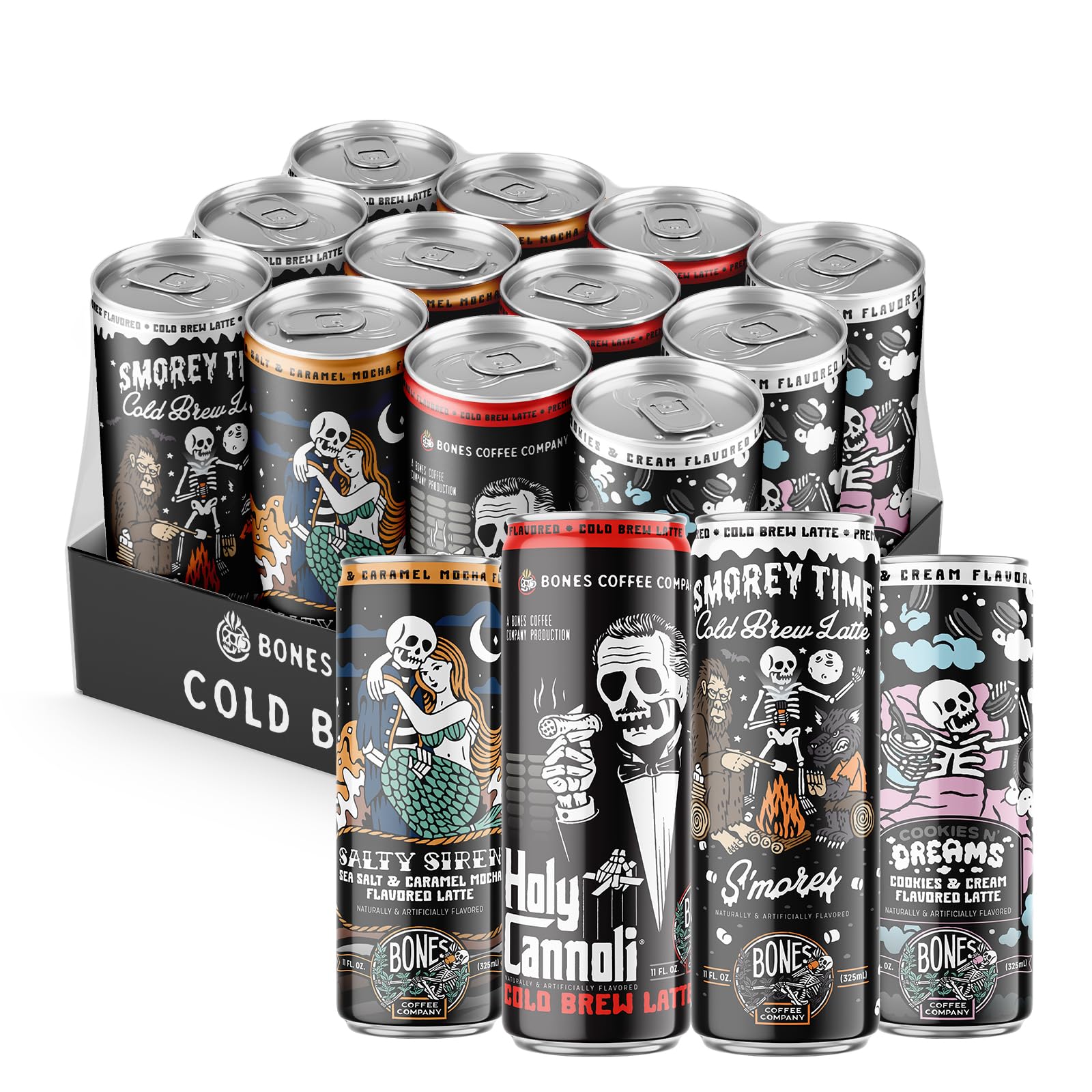 Bones Coffee S'morey Time latte can for on-the-go indulgence and quick energy.