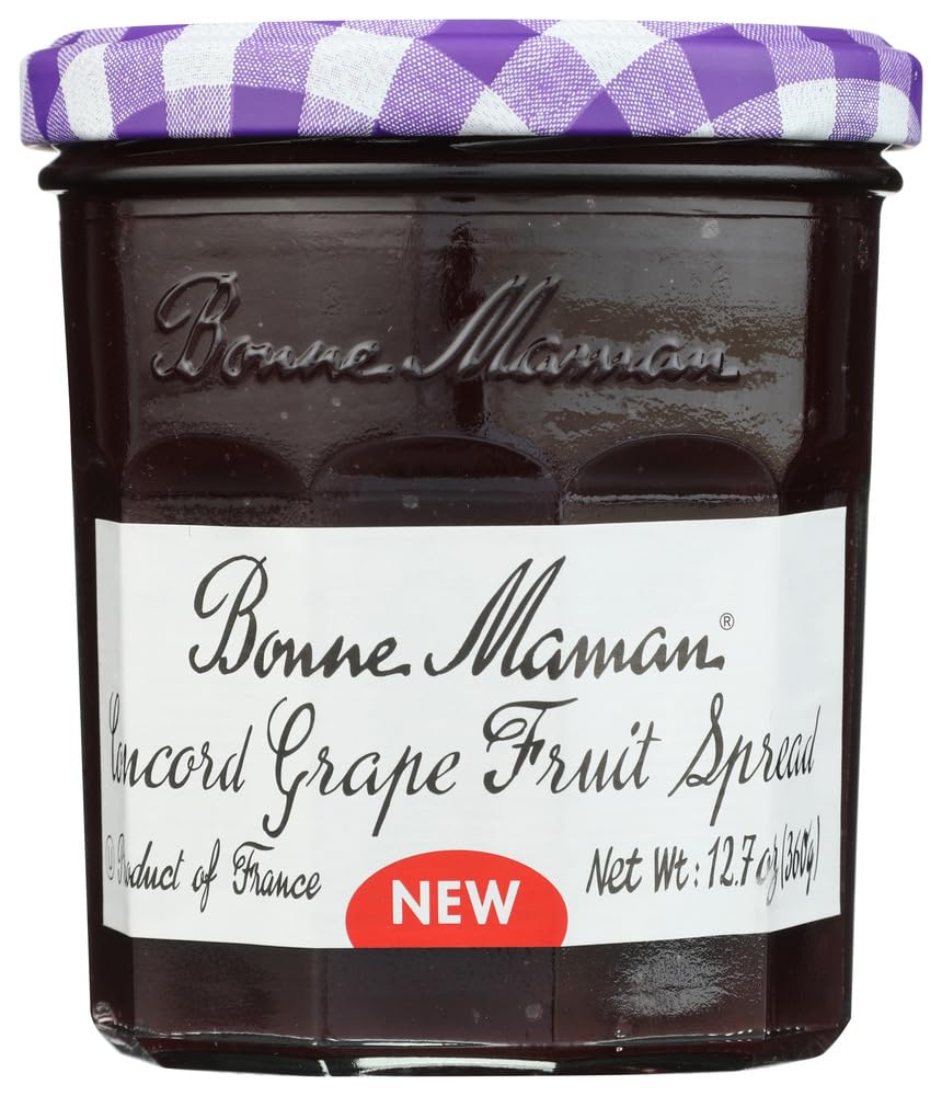 Bonne Maman Concord Grape Spread jar front, ideal for breakfast toast.
