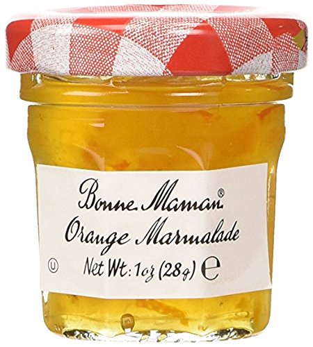 Bonne Maman mini orange marmalade jar front view, inviting breakfast option.