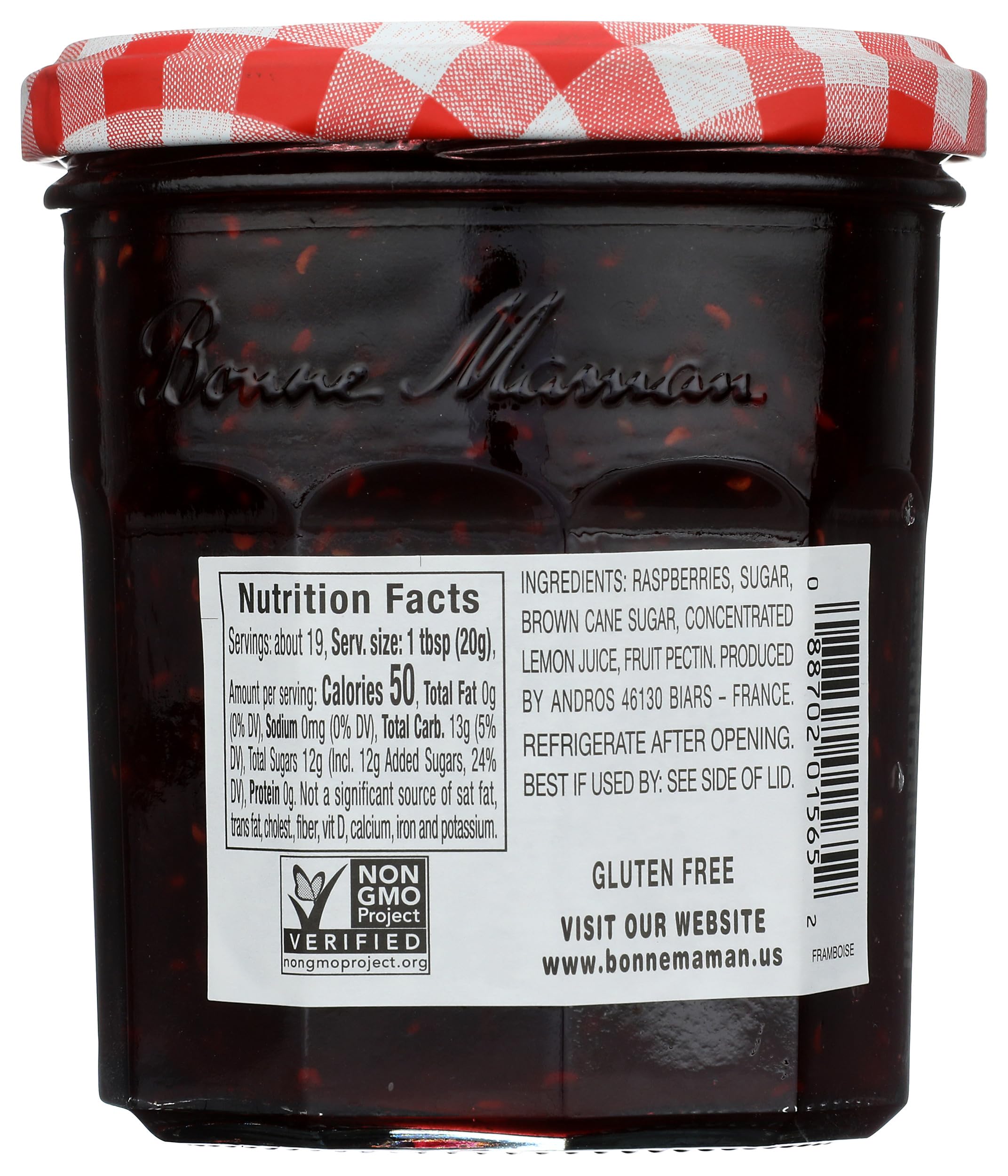Bonne Maman Raspberry Preserves spread on toast reveals fruit-forward flavor.