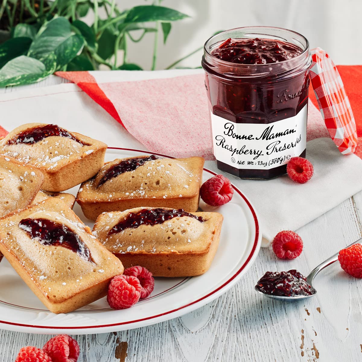 Bonne Maman raspberry preserves 6-pack on display, ready pantry staple