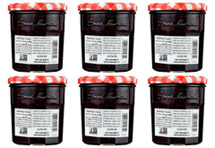 Bonne Maman raspberry preserves jar pour showcasing vibrant fruit for desserts