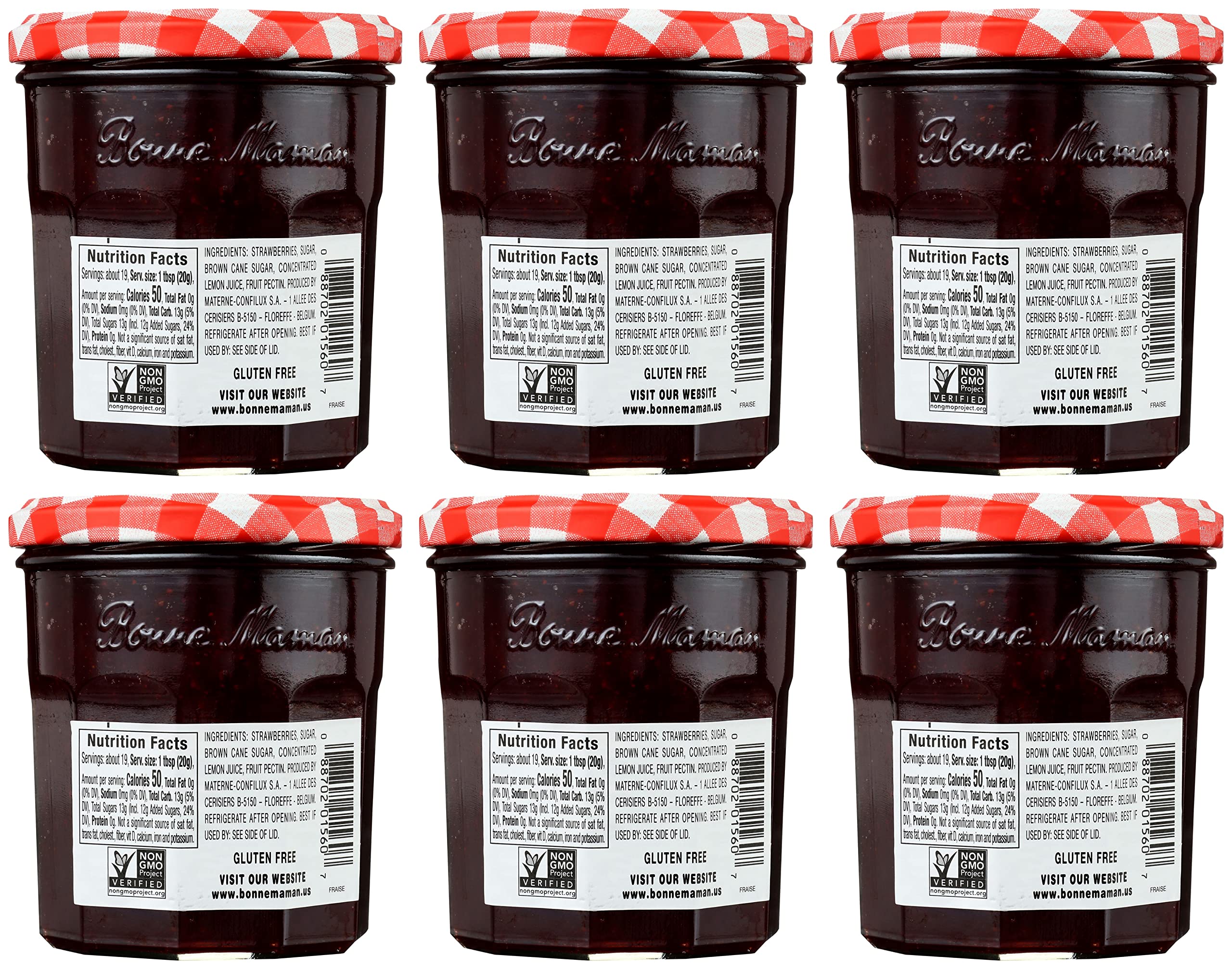 Bonne Maman Strawberry Preserves jar with spoon, tasting the fruit-forward sweetness.