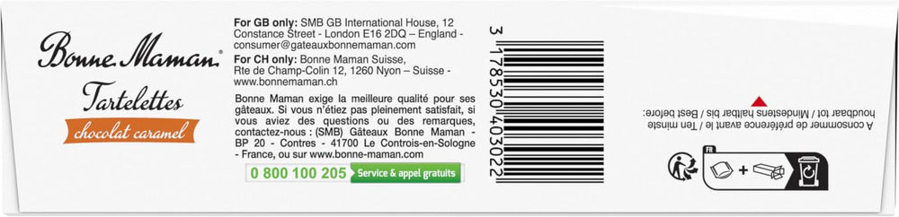 Bonne Maman tartlets ingredients show butter and sugar, tasty pastry.
