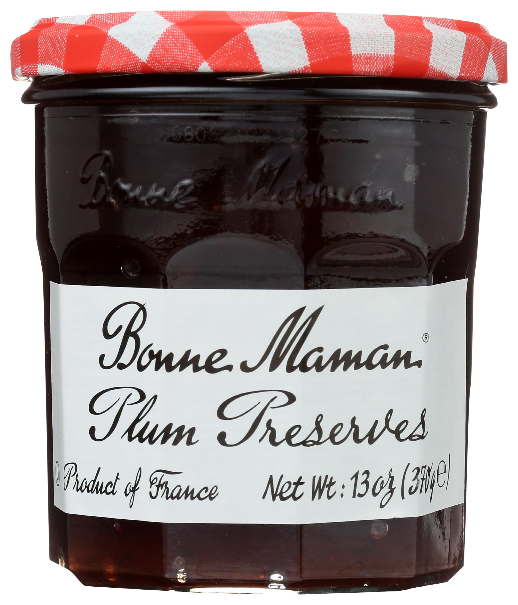 Bonne Maman Plum Preserves jar-front shows classic French charm for toast-ready use