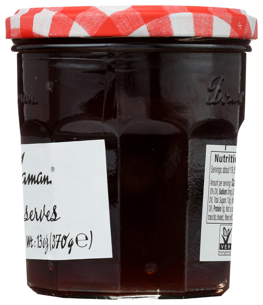 Bonne Maman Plum Preserves pour-presentation offers a smooth pour for baking and yogurts