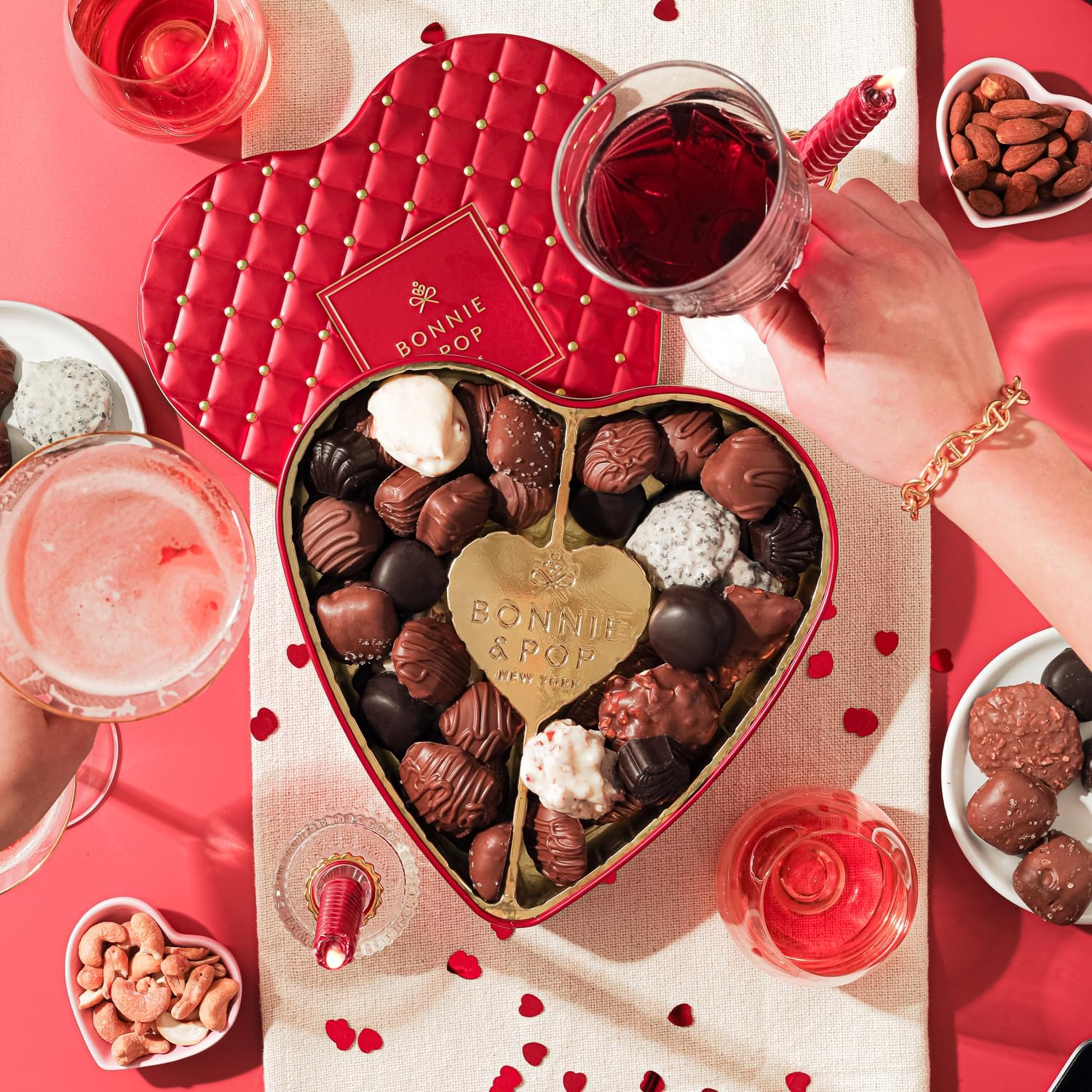 Bonnie and Pop assorted chocolates close-up, luxurious truffle bites.