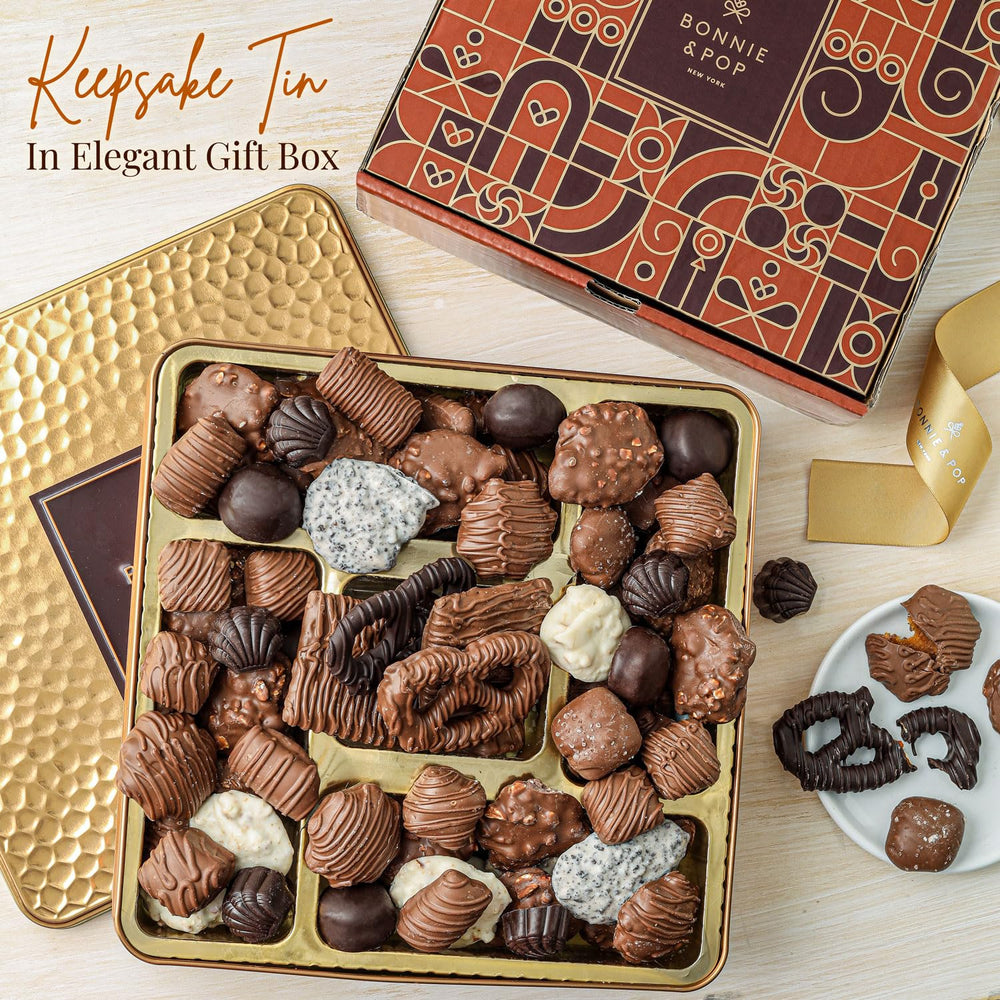 Bonnie and Pop assorted truffles featuring Belgian pretzels and grahams for variety.