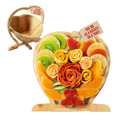 Bonnie and Pop dried fruit gift basket in a heart-shaped tray, ideal for gifting.