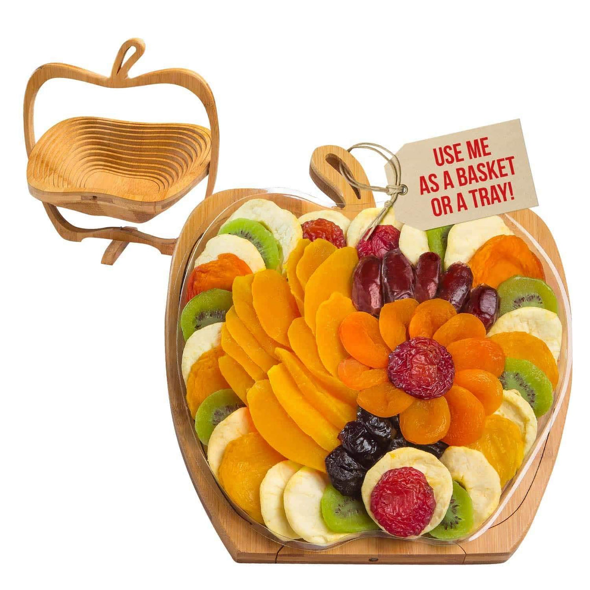 BONNIE AND POP dried-fruit-gift-basket offers colorful, healthy snacking options.