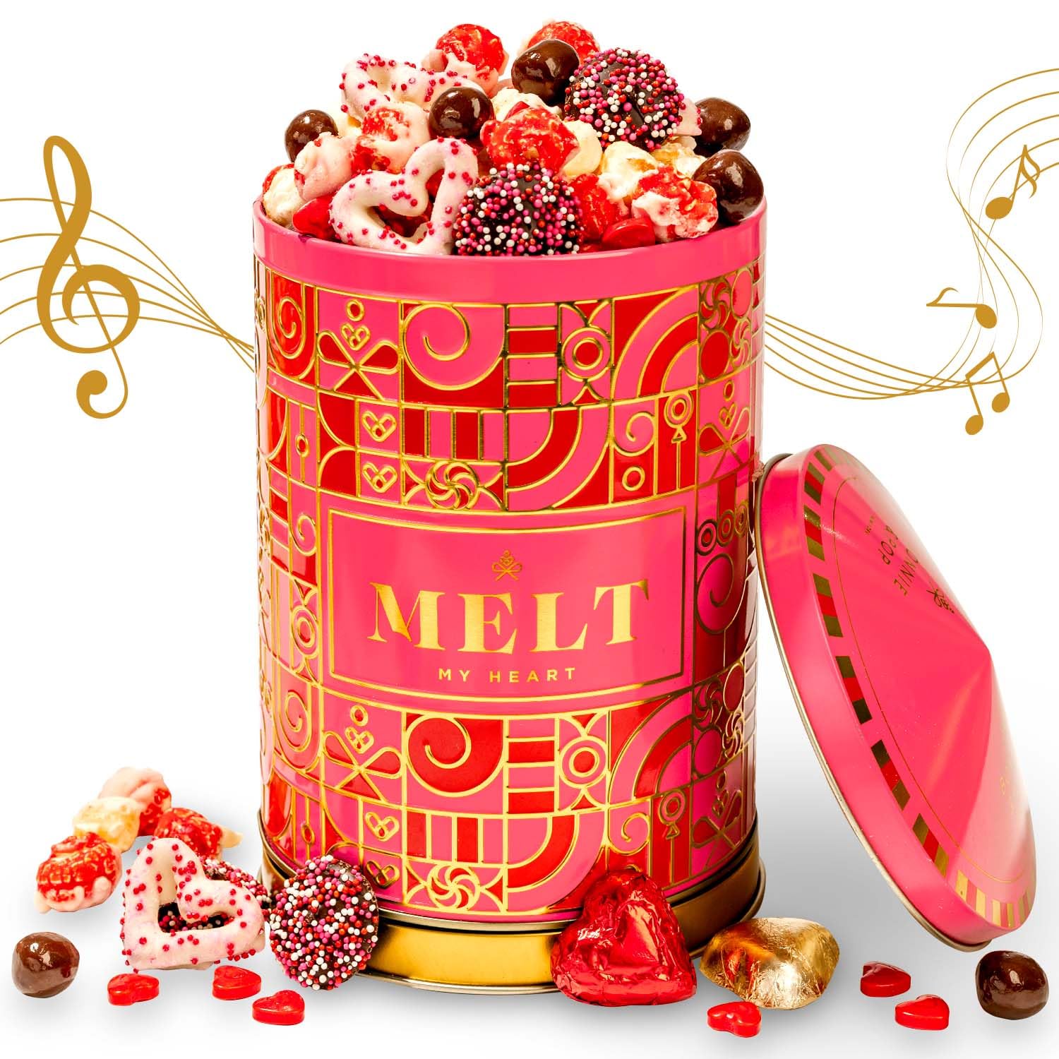 BONNIE AND POP gift tin opens with La Vie En Rose, creating a romantic moment