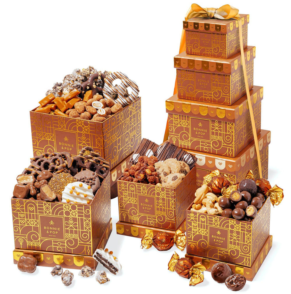 Bonnie and Pop gift tower elegant stacked boxes for celebrations