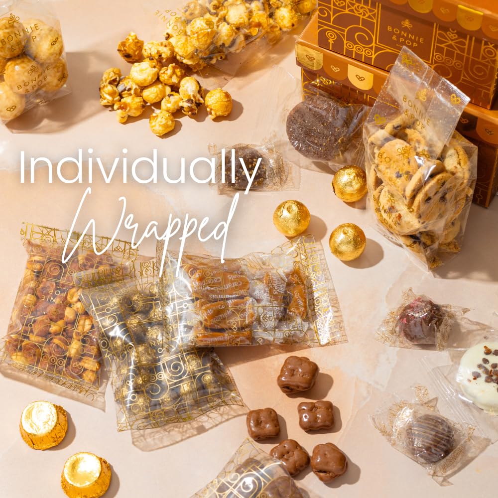 Bonnie and Pop gift tower snack spread reveals sweet and savory mix