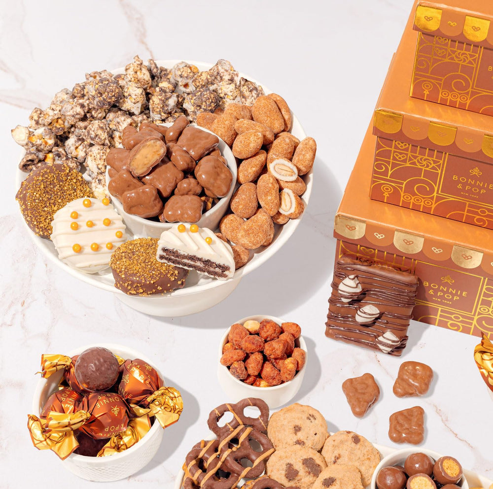 Bonnie and Pop elegant packaging features light brown tones and gold motifs
