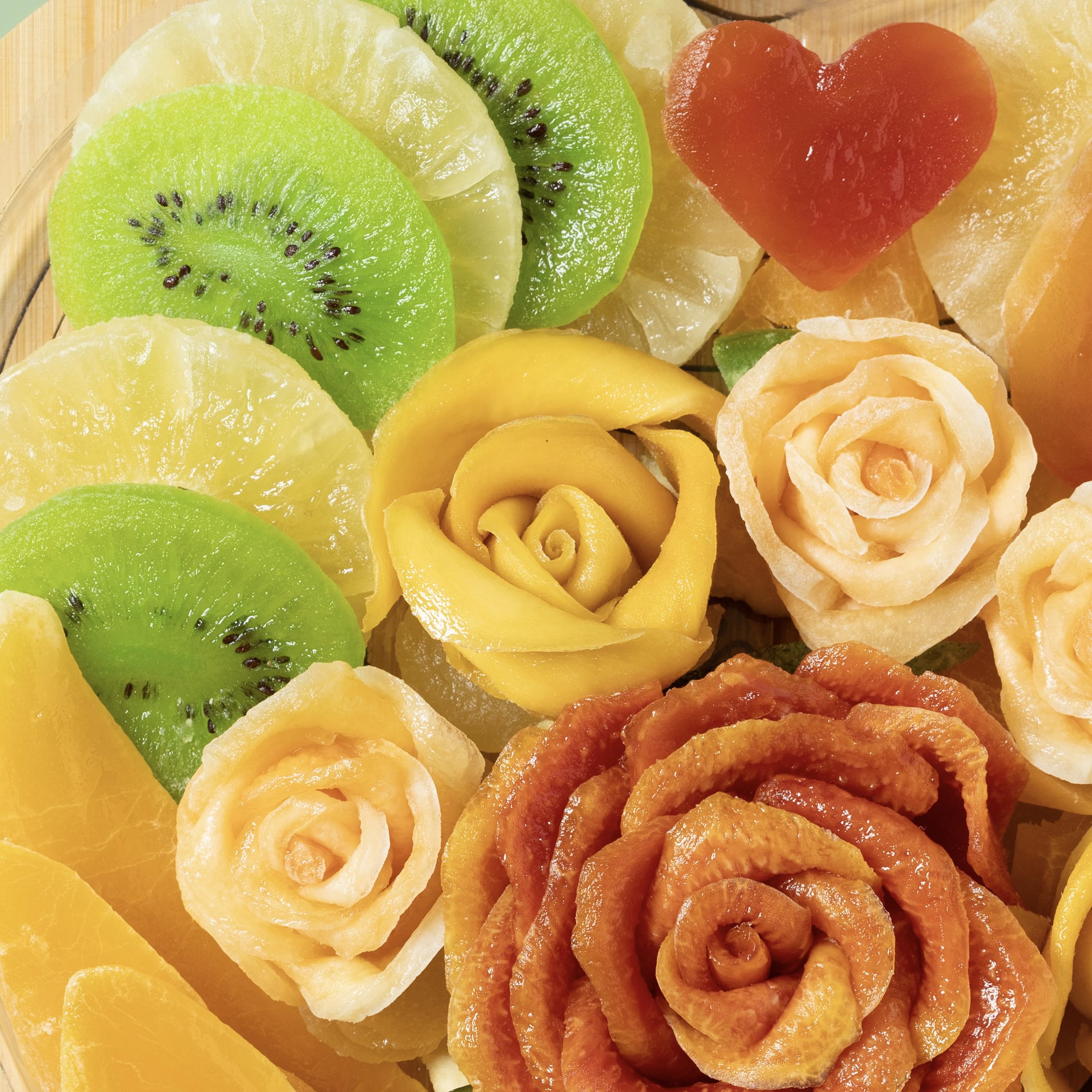 Bonnie and Pop tropical fruit assortment on a tray, ideal for sharing.