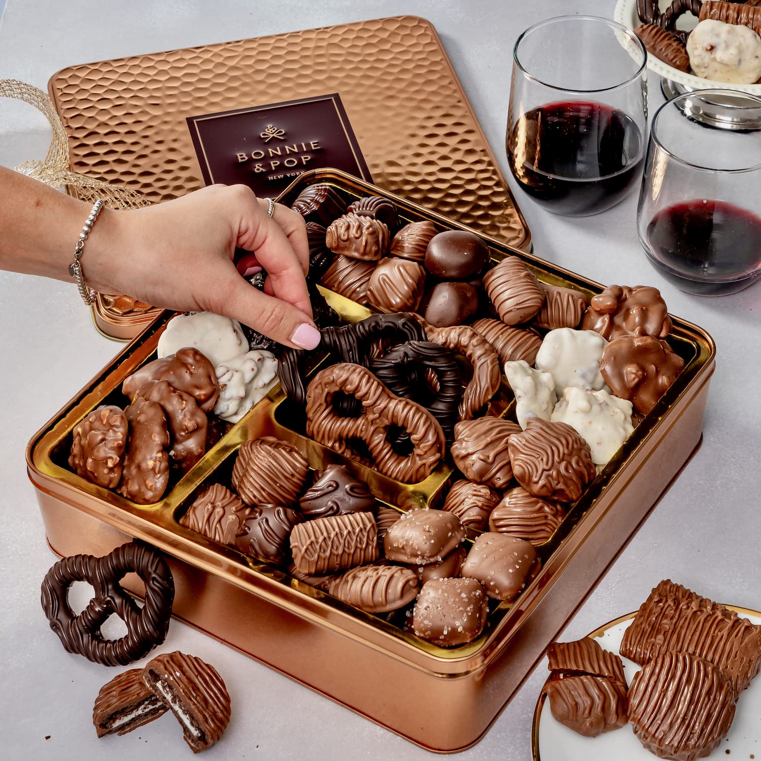 Bonnie and Pop individually wrapped chocolates preserve freshness for sharing.