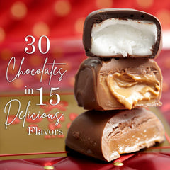 Bonnie and Pop keepsake red tray showcasing a festive chocolate display.