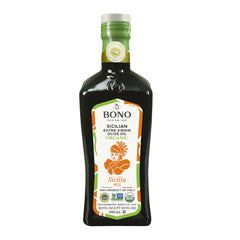 Bono Sicilian EVOO bottle for premium cooking and finishing dishes.