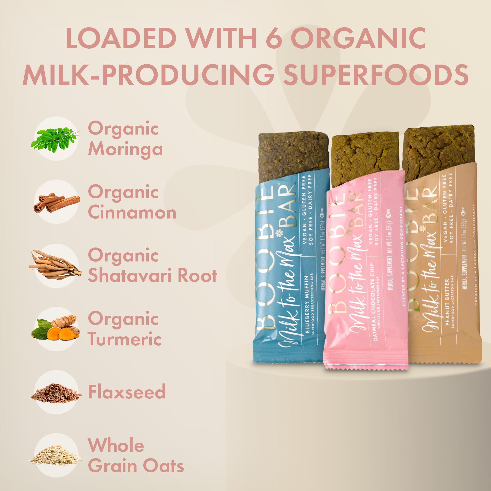 Boobie Bar allergen-free image communicates gluten-free, dairy-free, vegan options