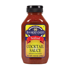 Bookbinder's Sauce Cocktail bottle front, ideal 10.5 oz for seafood pairing.