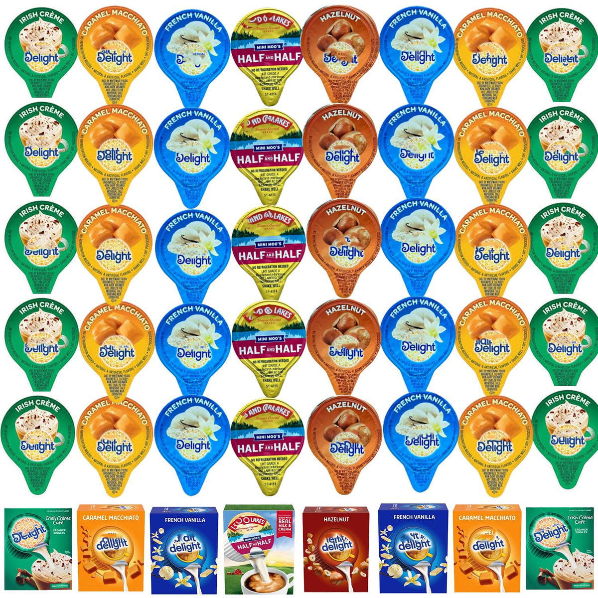 Bools coffee creamer singles variety pack front label for versatile morning coffee