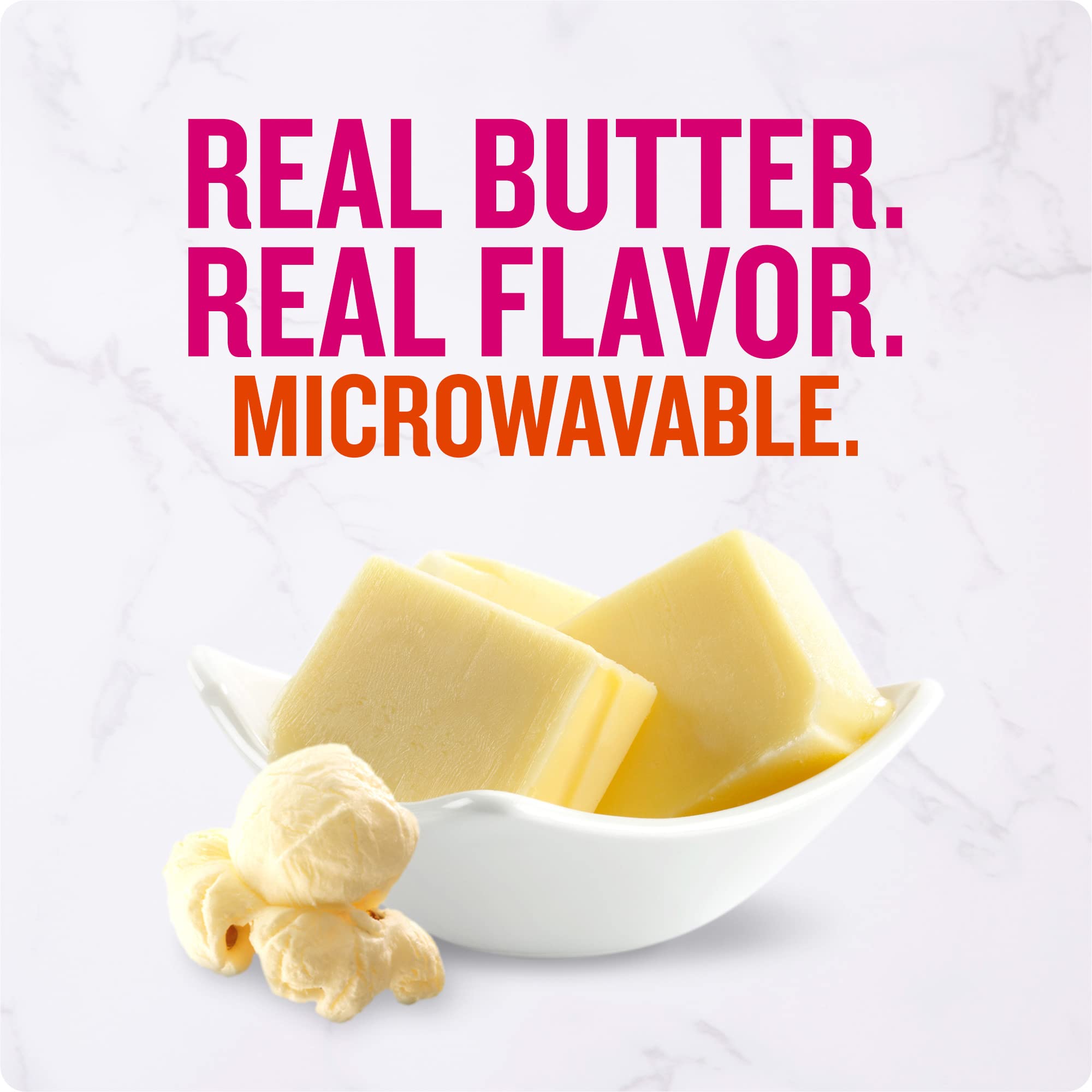 Open bag reveals real butter flavor and simple ingredients.