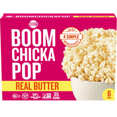 Angie's BOOMCHICKAPOP real butter popcorn box for quick, satisfying snacking.