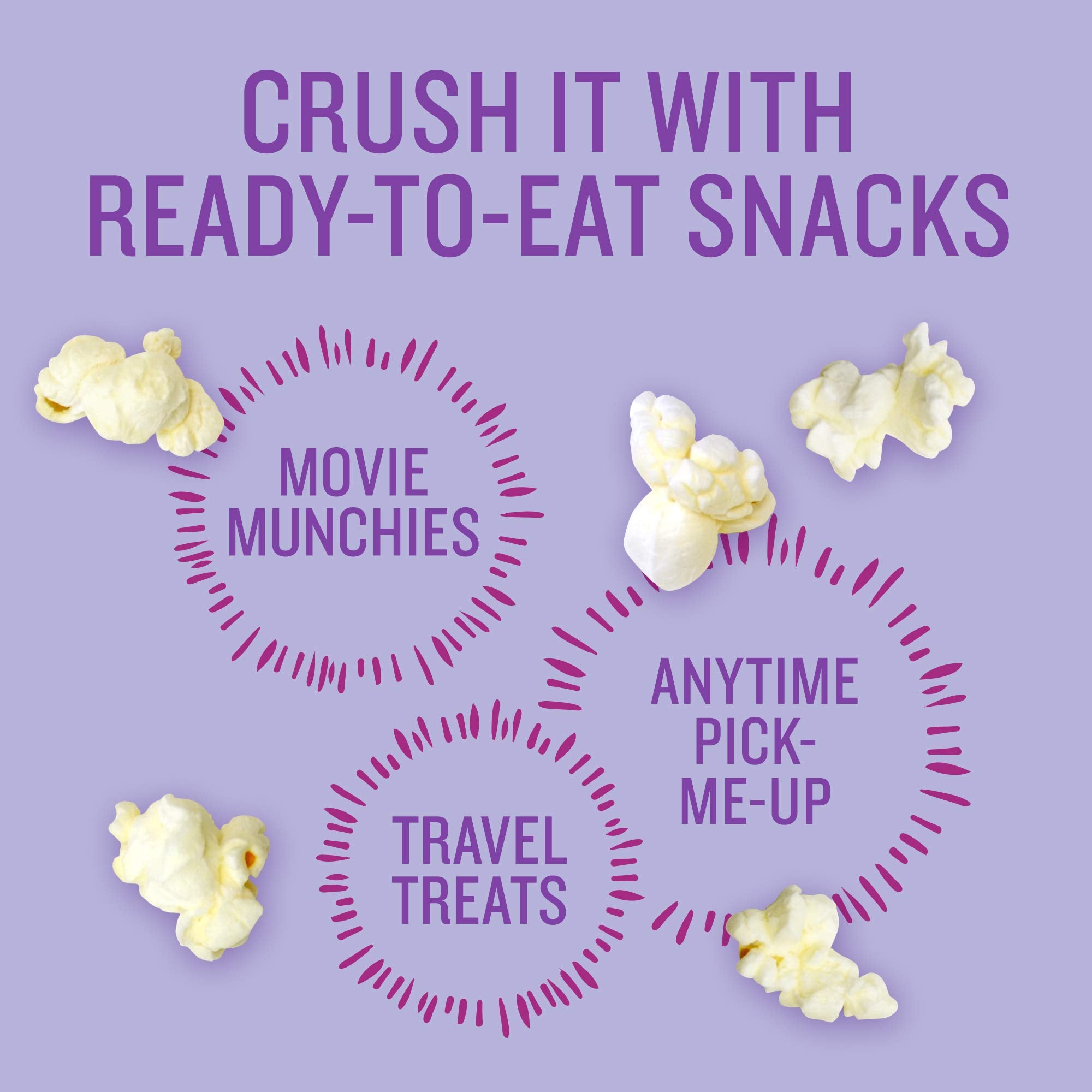 Road-trip snack ready in seconds with Angie's Sweet & Salty popcorn aroma.