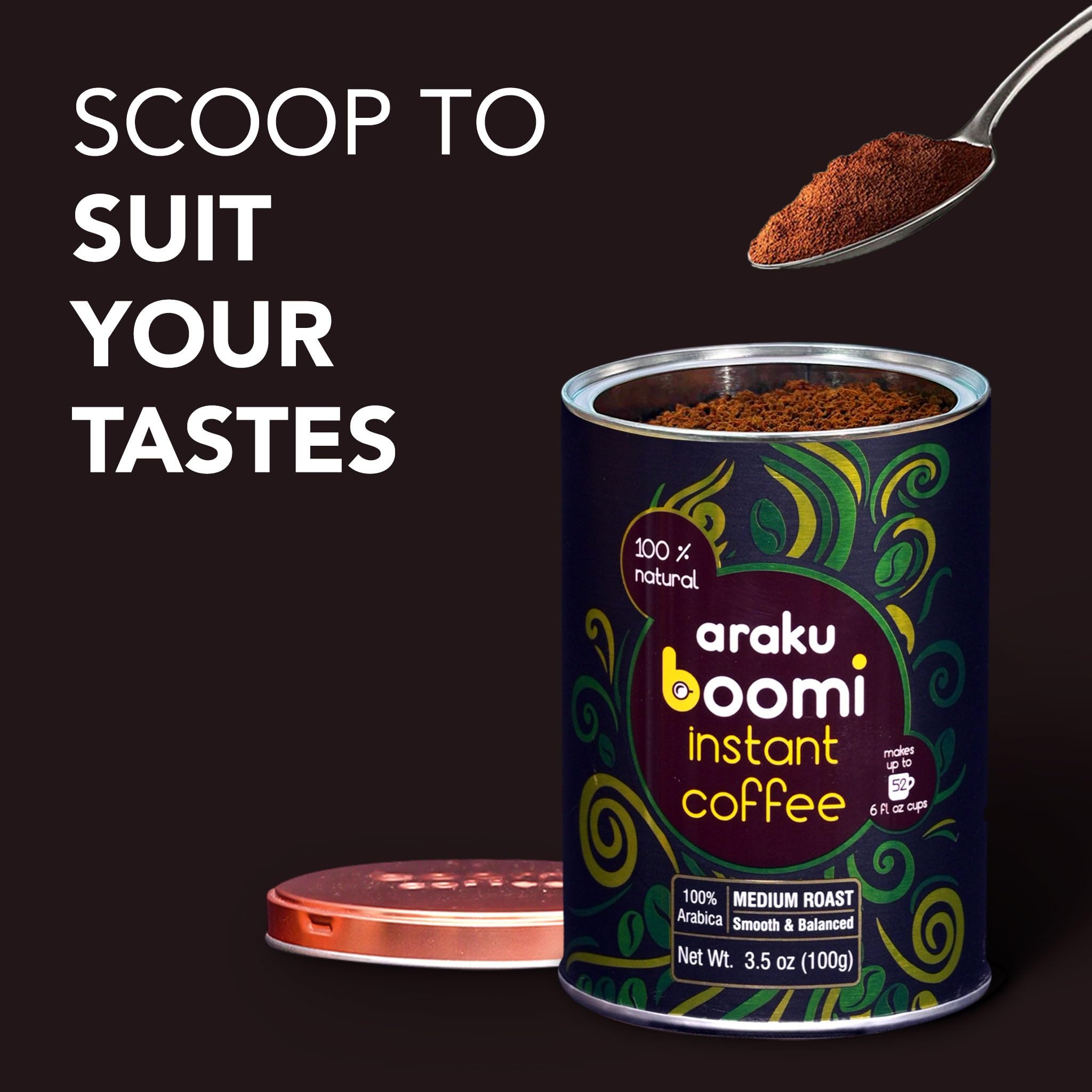 Boomi Instant Coffee iced glass, perfect for quick iced coffee on warm days.