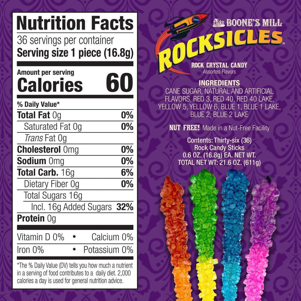 Boone's Mill Rocksicles blueberry blue raspberry stick for vibrant displays.