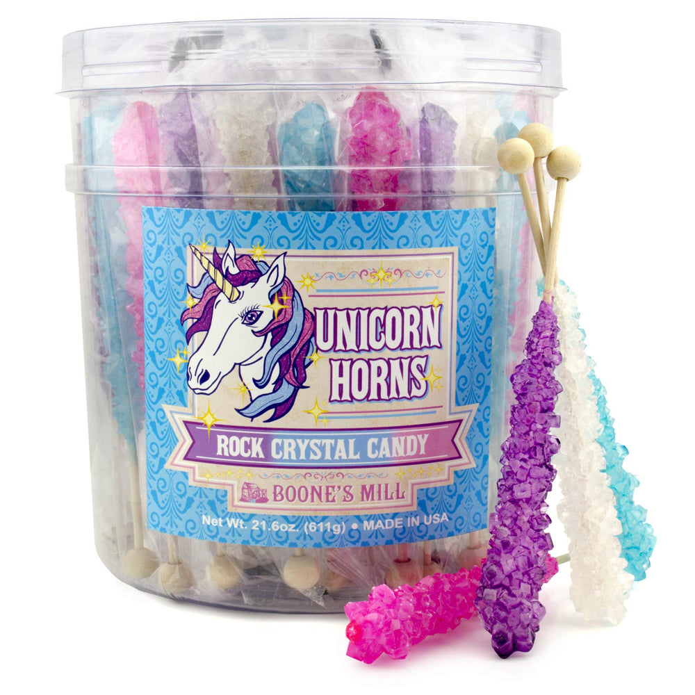 Boone's Mill Unicorn Rock Candy Blueberry stick - vibrant party favor
