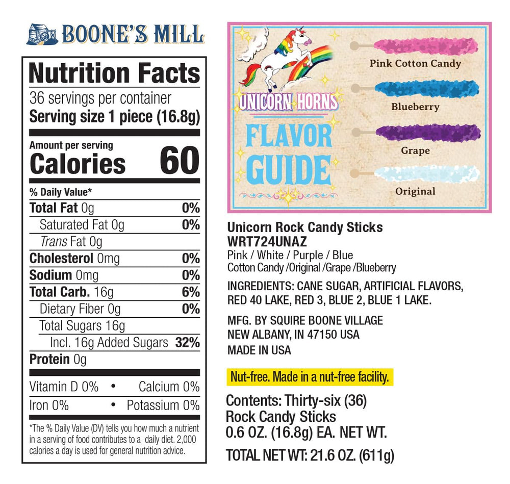 Boone's Mill Unicorn Rock Candy Pink Cotton Candy stick - colorful centerpiece accent