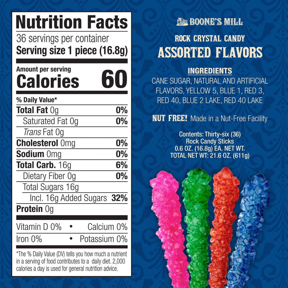 Boone's Mill XL rock crystal candy stick red cherry for colorful desserts