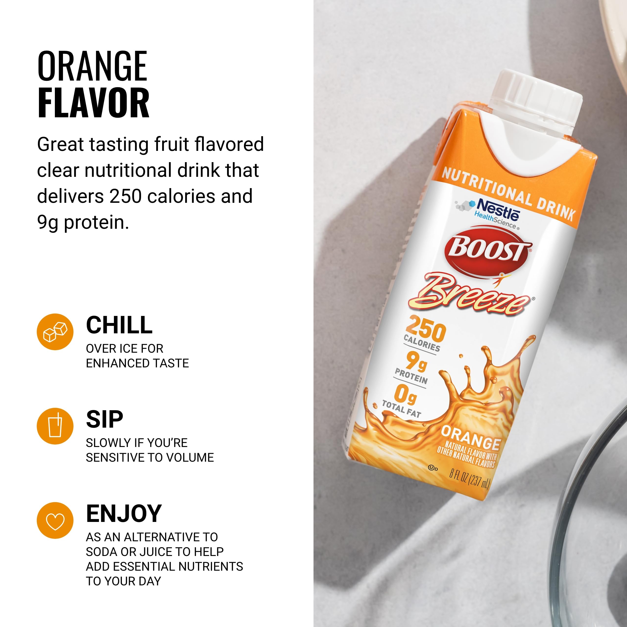 BOOST Breeze bottle on a kitchen counter ready to chill.
