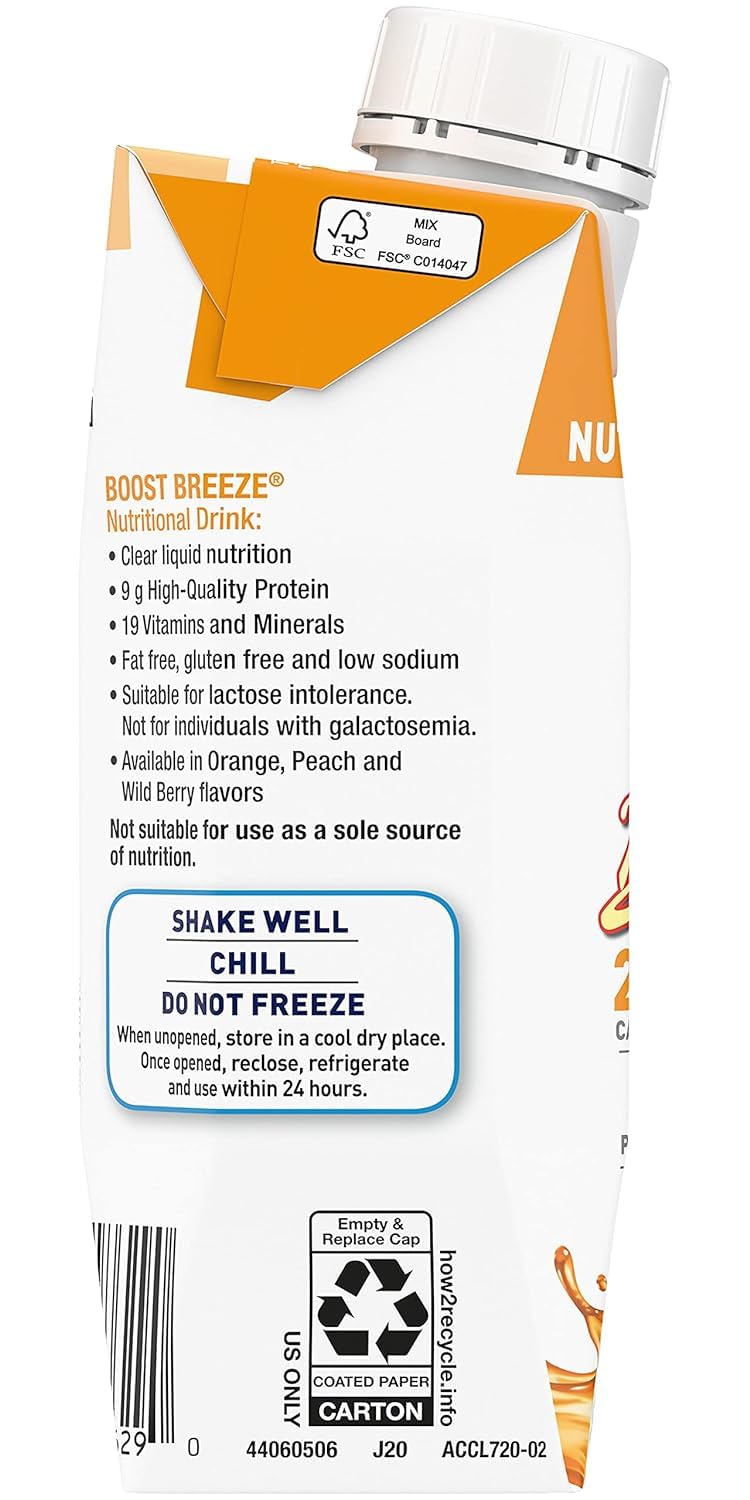 Ingredients label on BOOST Breeze showing vitamins and minerals.