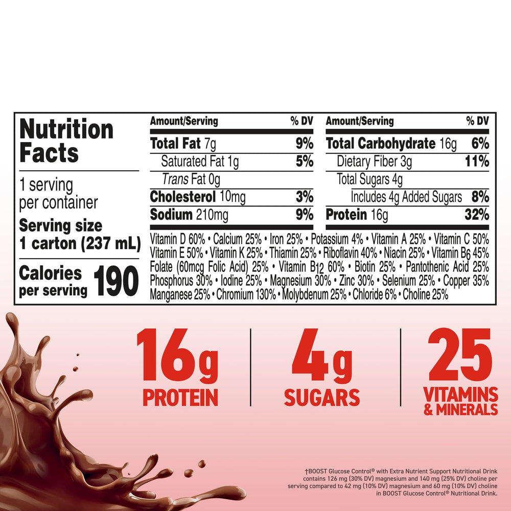 Shaken BOOST Glucose Control chocolate drink being prepared for consumption