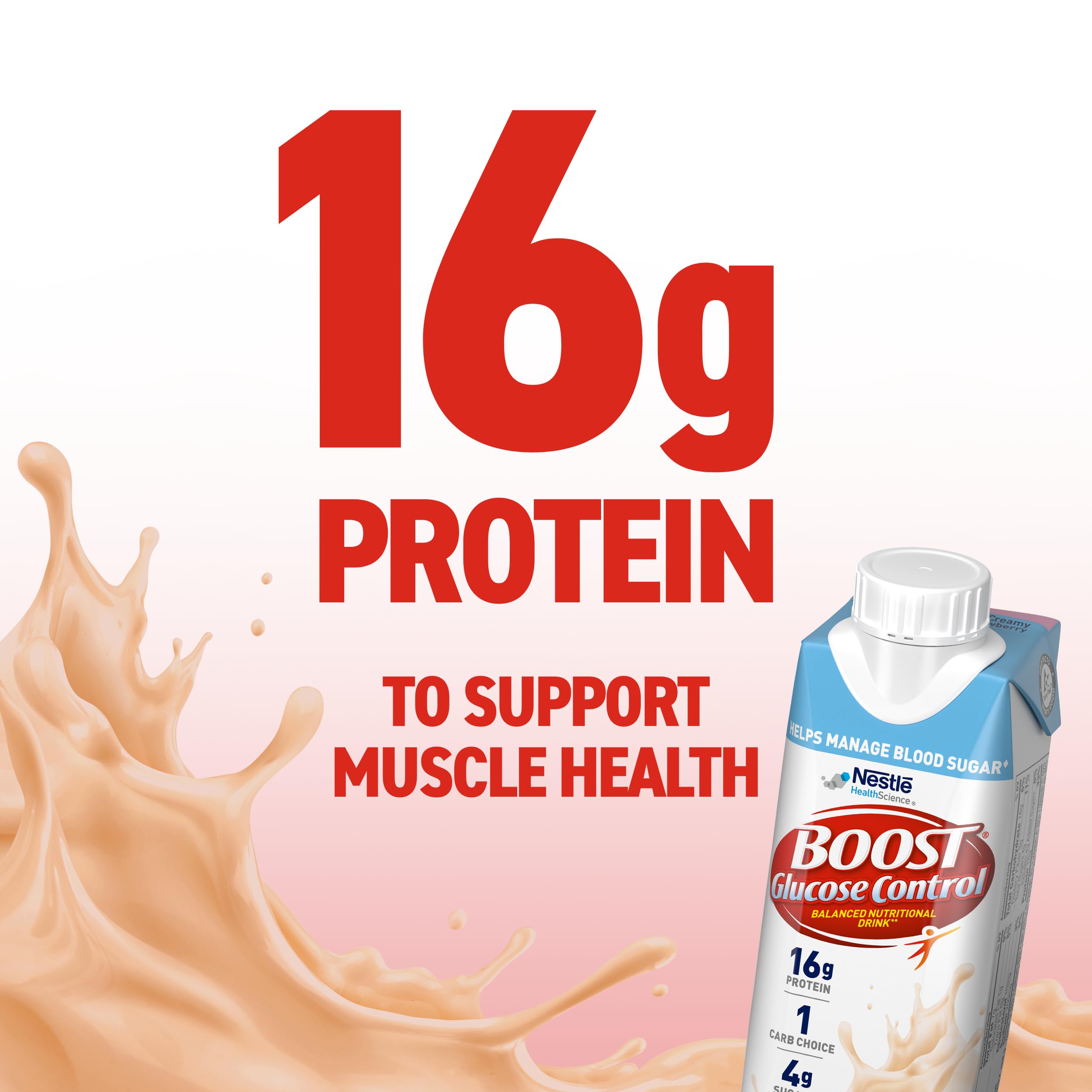 BOOST Glucose Control nutrition facts label communicates balanced macros and nutrients