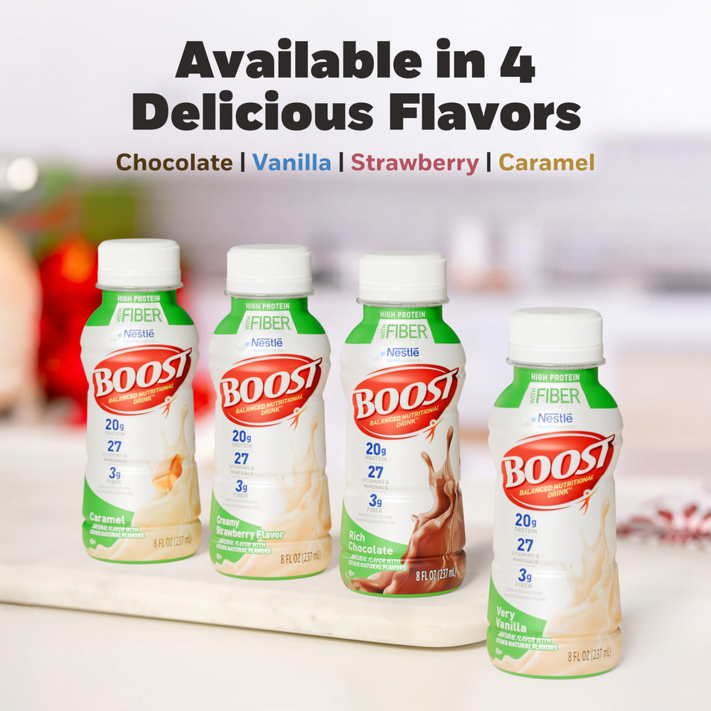 BOOST High Protein with Fiber gluten-free label closeup on packaging